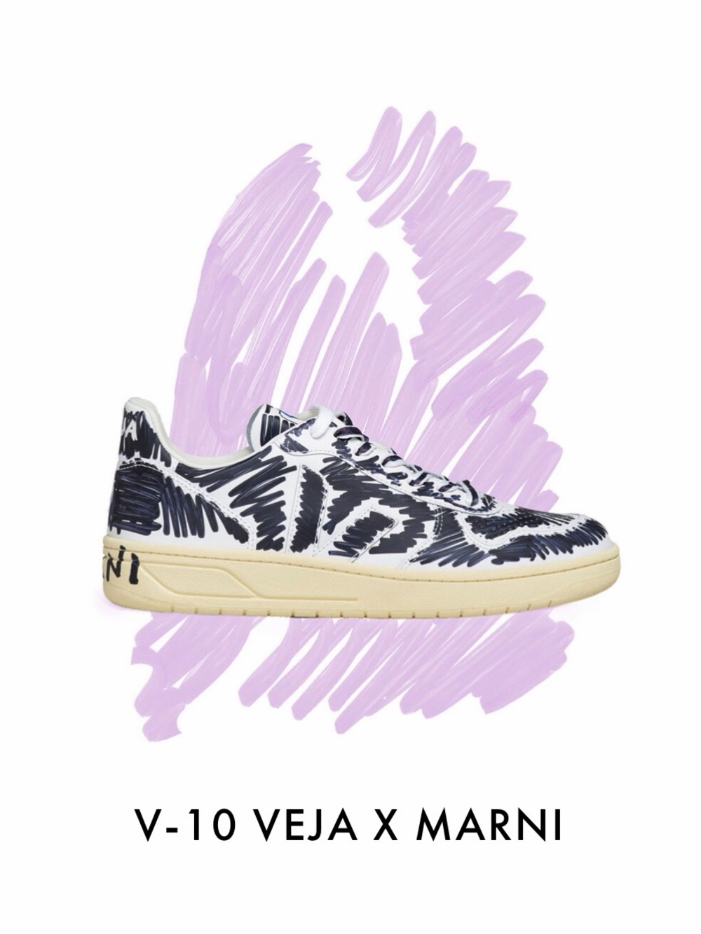 V-10 Zebra Print Leather Sneaker - Black & White